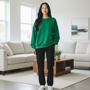 Onfers Women’s Oversized Green Sweatshirt – Cozy Fall/Winter Pullover NWT- Large